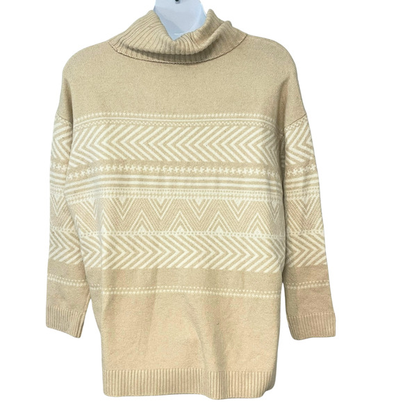 Denim & Co Signature Sz 1X Tunic Sweater Jacquard New Stone Neutral Tan A696705 - Picture 3 of 11